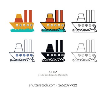 Various type of ship set with the same frame types vector Illustrations