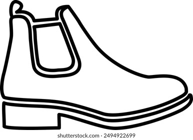 Various Type of Shoes, Chelsea Boots flat black vector icon.