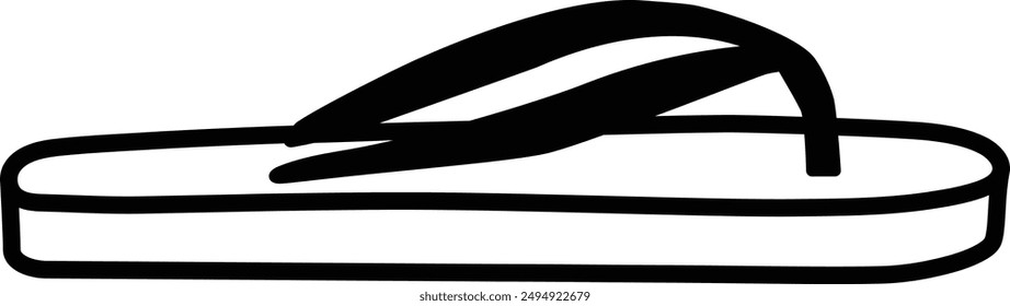 Various Type of Shoes, Flip flop flat black vector icon.