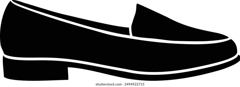 Various Type of Shoes, Loafers flat black vector icon.