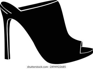 Varios Tipo de Zapatos, Mule plano icono de Vector negro.