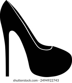 Various Type of Shoes, Platform flat black vector icon.