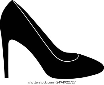 Various Type of Shoes, Pumps flat black vector icon.