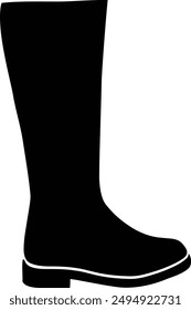 Various Type of Shoes, Rain Boots flat black vector icon.