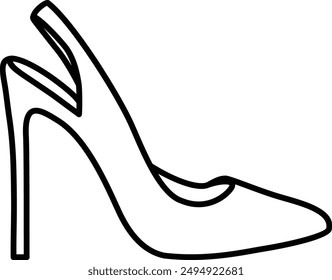 Various Type of Shoes, Slingback flat black vector icon.