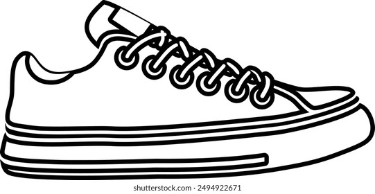 Various Type of Shoes, Sneakers flat black vector icon.