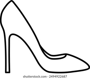 Various Type of Shoes, Stiletto flat black vector icon.