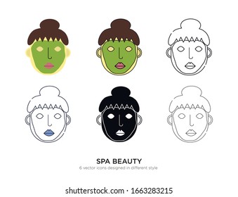 Various type of skin beauty set with the same frame types vector Illustrations