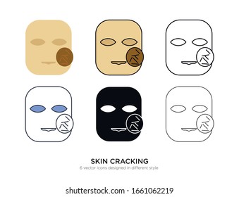 Various type of skin cracking set with the same frame types vector Illustrations