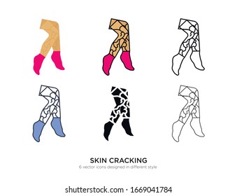 Various type of skin cracking set with the same frame types vector Illustrations