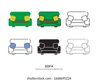 Various type of sofa set with the same frame types vector Illustrations