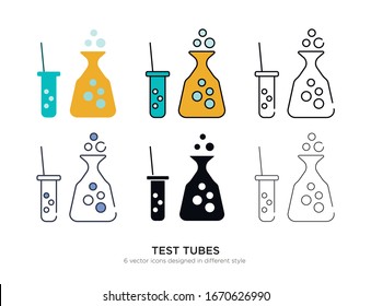 Various type of test tube set with the same frame types vector Illustrations