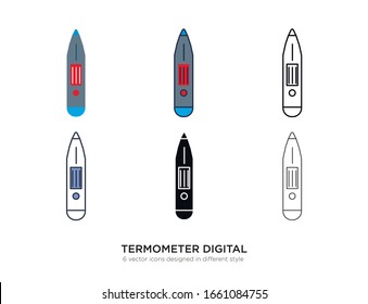 Various type of thermometer set with the same frame types vector Illustrations