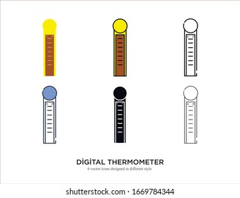 Various type of thermometer set with the same frame types vector Illustrations