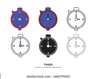 Various type of timer set with the same frame types vector Illustrations