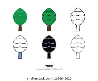 Various type of tree set with the same frame types vector Illustrations