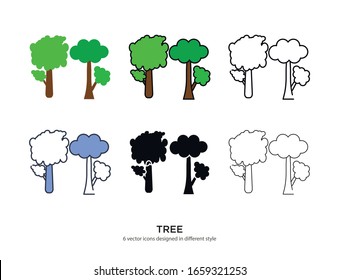 Various type of tree set with the same frame types vector Illustrations