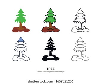 Various type of tree set with the same frame types vector Illustrations