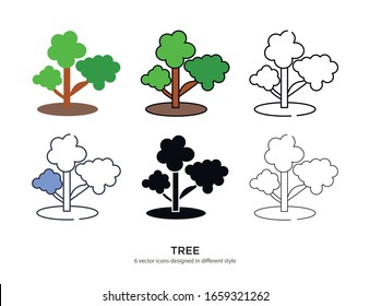 Various type of tree set with the same frame types vector Illustrations