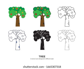 Various type of tree set with the same frame types vector Illustrations