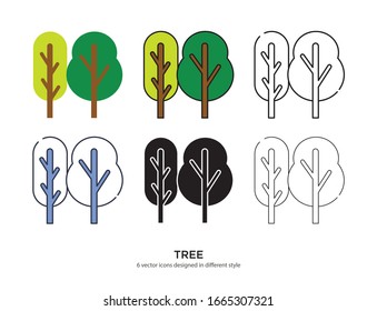 Various type of tree set with the same frame types vector Illustrations