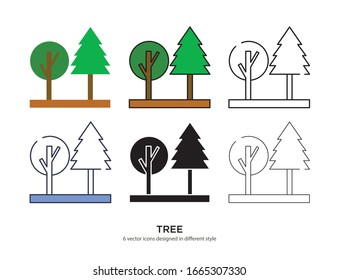 Various type of tree set with the same frame types vector Illustrations