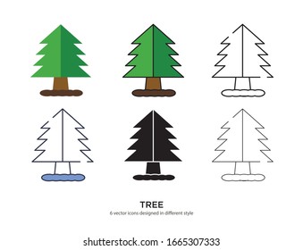 Various type of tree set with the same frame types vector Illustrations