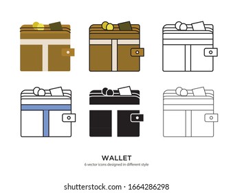 Various type of wallet set with the same frame types vector Illustrations