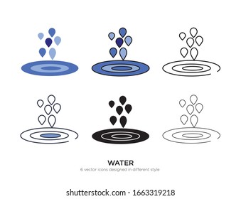 Various type of water set with the same frame types vector Illustrations
