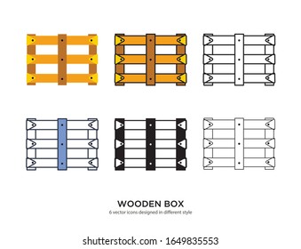 Various type of wooden box set with the same frame types vector Illustrations