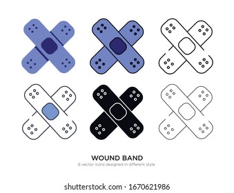 Various type of wound band set with the same frame types vector Illustrations