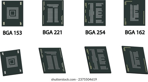 varios tipos de BGA EMC EmCP UFS, a saber, almacenamiento en teléfonos celulares y dispositivos electrónicos portátiles, BGA 153, 162, 254, 221