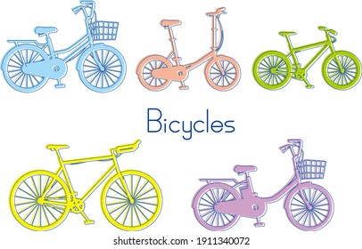 Various types of bicycles (with outline)