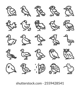 Various types of bird icon set