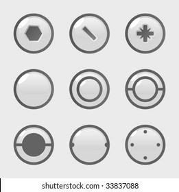 Various types of bolts. Vector illustration.