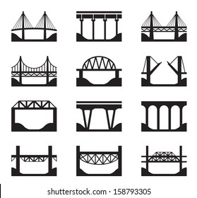 Various types of bridges - vector illustration