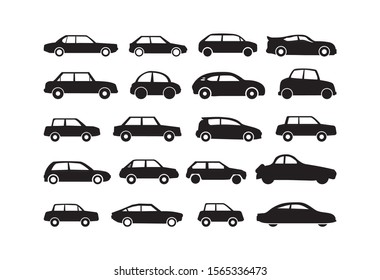 Various types of car shapes as vector graphic.