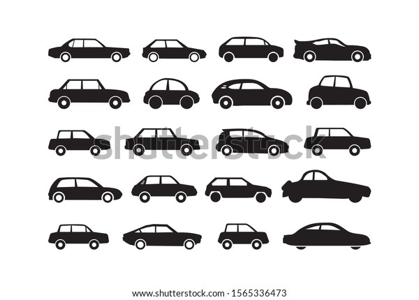 Various types of\
car shapes as vector\
graphic.