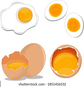 various types of  cartoon egg  isolated on white background
