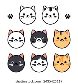 Various types of cats face icons