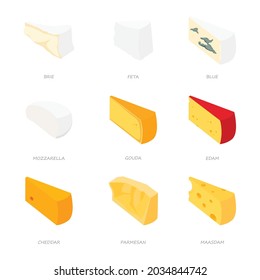 Varios tipos de queso. Ilustración del vector