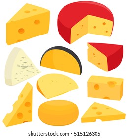 Various types of cheese. Vector illustration