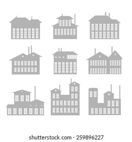 Various types of construction. Fabric building Icon set. 