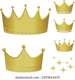 Various types of crown illustration set