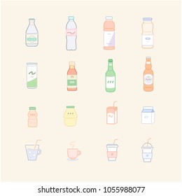 Various types of drink icons. hand drawn style vector doodle design illustrations.
