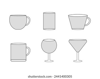 Various types of drinking glass