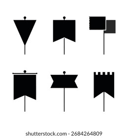 Various Types of Flag Icons with Different Shapes and Designs Vector