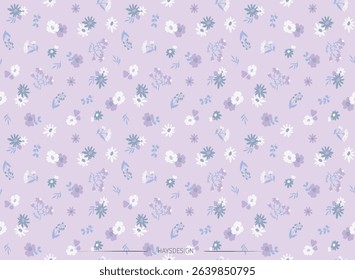 Various types of flower AOP with lilac background, great for creating greeting card, bedding, feminine style print, graphic and garment printing 