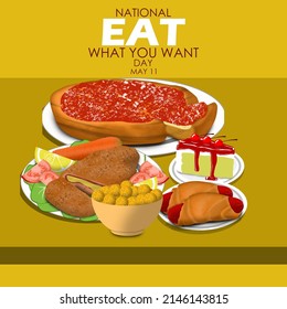 Various Types Of Food Available On The Table Such As Pizza, Pie, A Plate Of Chicken, Hot Dogs And A Bowl Of Meatballs, National Eat What You Want Day May 11