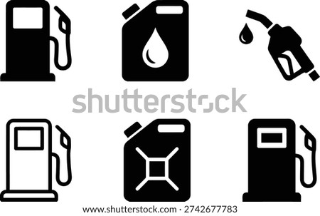 Various types of fuel and fueling methods depicted in simple black and white icons